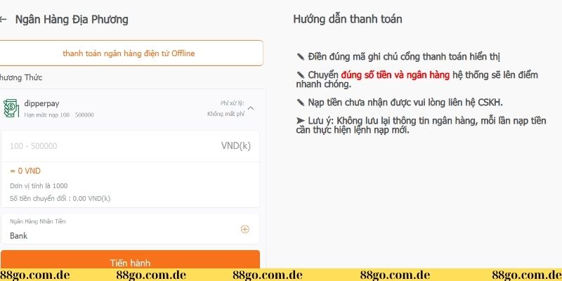 Nạp tiền 88GO – Con đường ngắn nhất để thỏa mãn đam mê cá cược 2 Hướng dẫn nạp tiền qua ngân hàng